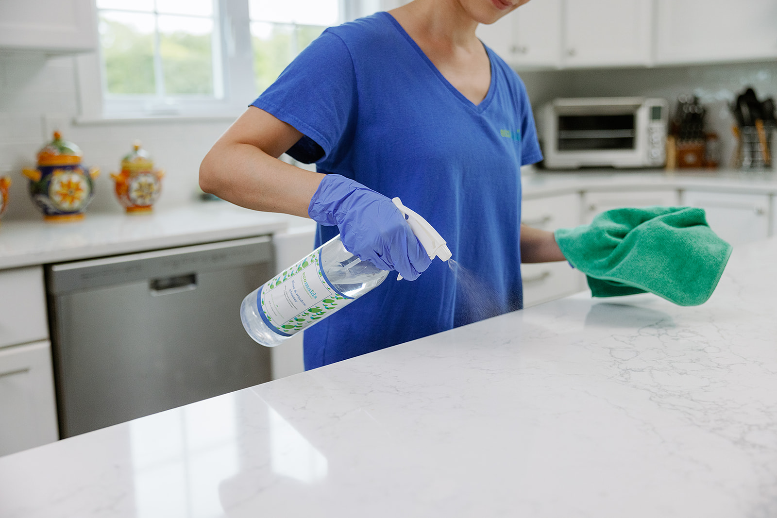 Professional cleaner performing house cleaning in a home in Malden, MA – residential and commercial cleaning services.